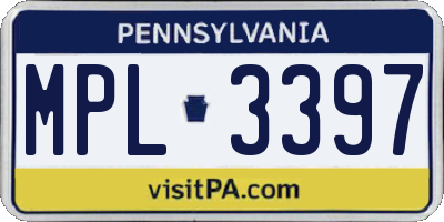 PA license plate MPL3397