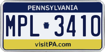 PA license plate MPL3410