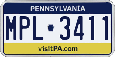 PA license plate MPL3411