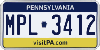 PA license plate MPL3412