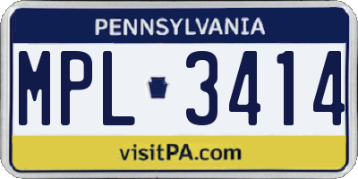 PA license plate MPL3414