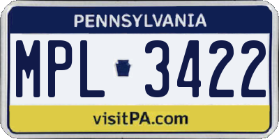 PA license plate MPL3422