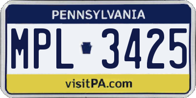 PA license plate MPL3425