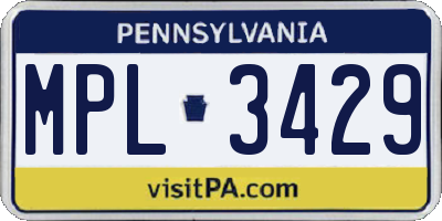 PA license plate MPL3429