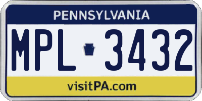 PA license plate MPL3432