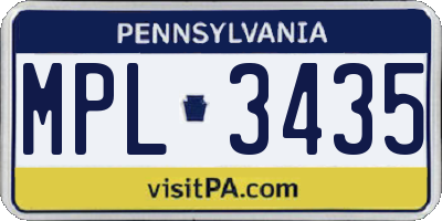 PA license plate MPL3435