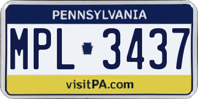 PA license plate MPL3437