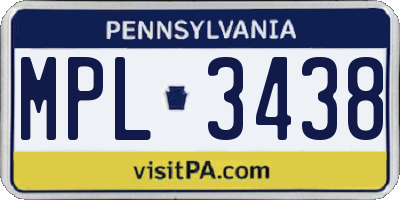 PA license plate MPL3438
