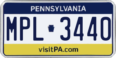 PA license plate MPL3440