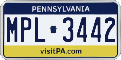 PA license plate MPL3442
