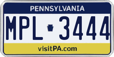 PA license plate MPL3444