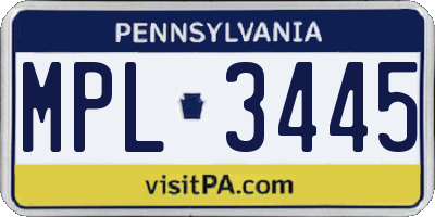 PA license plate MPL3445