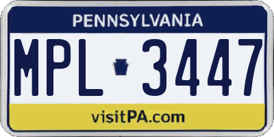 PA license plate MPL3447