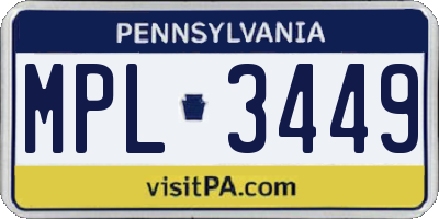 PA license plate MPL3449