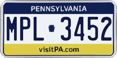 PA license plate MPL3452