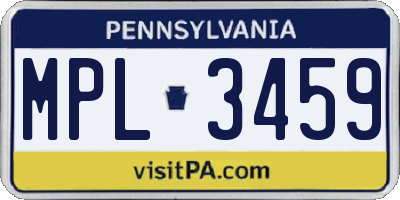 PA license plate MPL3459