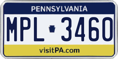 PA license plate MPL3460