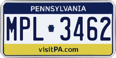 PA license plate MPL3462