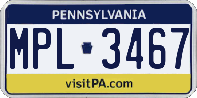 PA license plate MPL3467