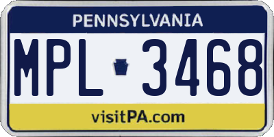 PA license plate MPL3468