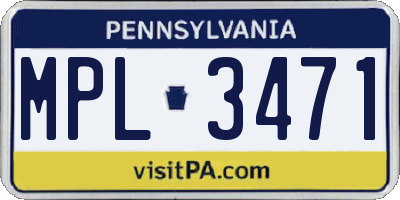 PA license plate MPL3471