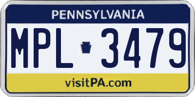 PA license plate MPL3479