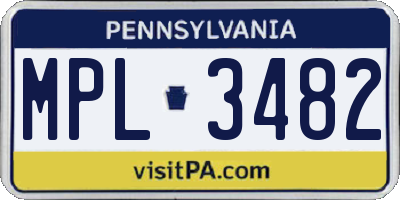 PA license plate MPL3482