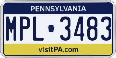 PA license plate MPL3483