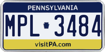 PA license plate MPL3484