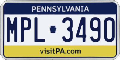 PA license plate MPL3490