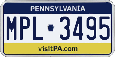 PA license plate MPL3495