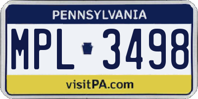 PA license plate MPL3498