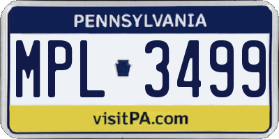 PA license plate MPL3499