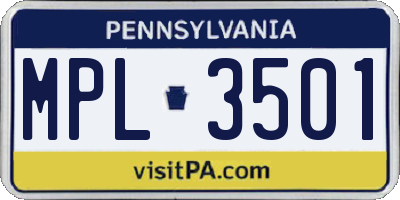PA license plate MPL3501