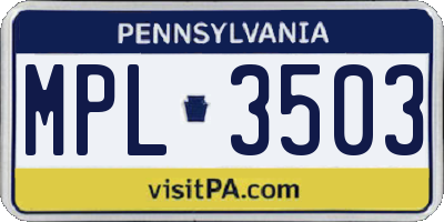 PA license plate MPL3503