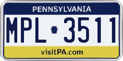 PA license plate MPL3511