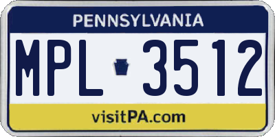 PA license plate MPL3512