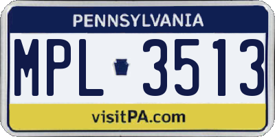 PA license plate MPL3513