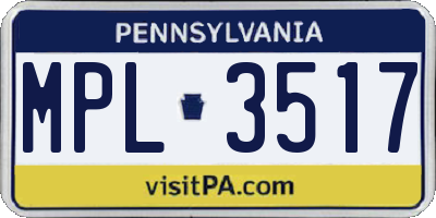 PA license plate MPL3517