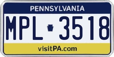 PA license plate MPL3518