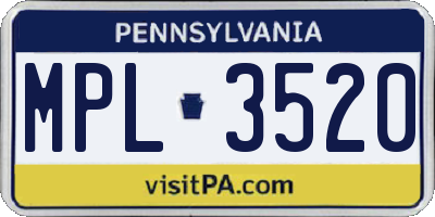 PA license plate MPL3520