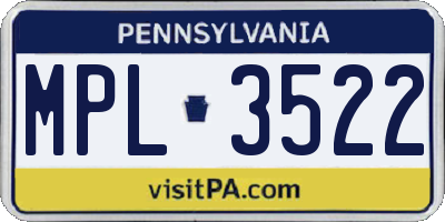 PA license plate MPL3522