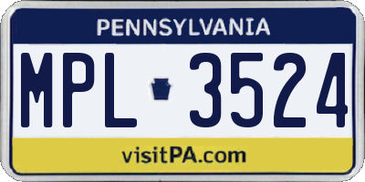 PA license plate MPL3524