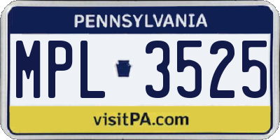 PA license plate MPL3525