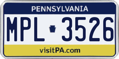 PA license plate MPL3526