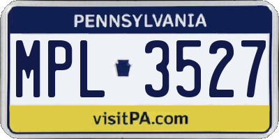 PA license plate MPL3527