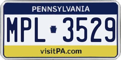 PA license plate MPL3529
