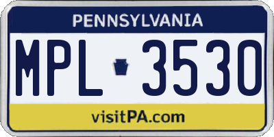 PA license plate MPL3530