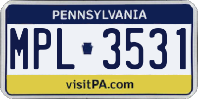 PA license plate MPL3531