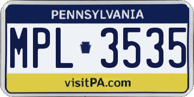 PA license plate MPL3535